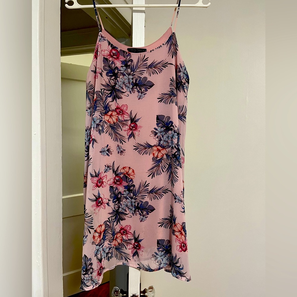 Spaghetti strap pink flower dress